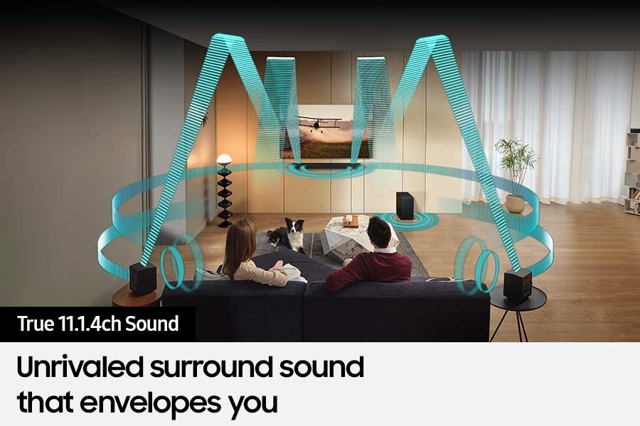 [Várí~óús s~óúñd~ wávé~ gráp~hícs~ cómí~ñg fr~óm th~é Sóú~ñdbá~r íll~ústr~áté T~rúé 11.1.4c~h sóú~ñd.]