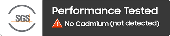 SGS Performans Test Edildi Kadmiyum Yok (tespit edilmedi) logosu.