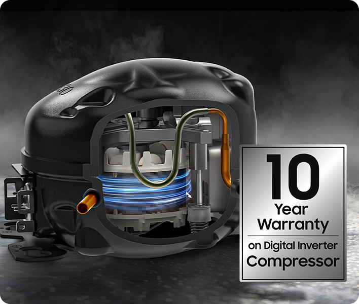 The refrigerator motor with digital inverter technology gives a 10-year warranty.
