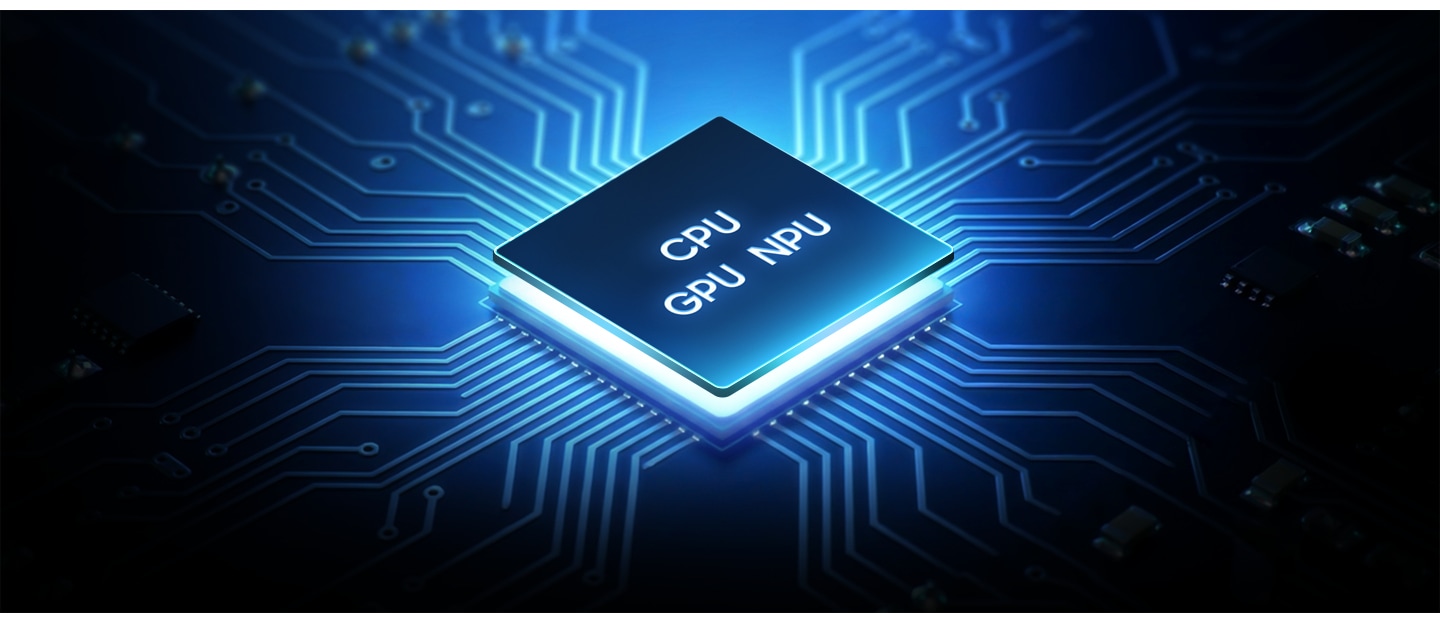 A processor chip text representing the CPU, GPU and NPU of Galaxy A27 5G is shown embedded on a grid.