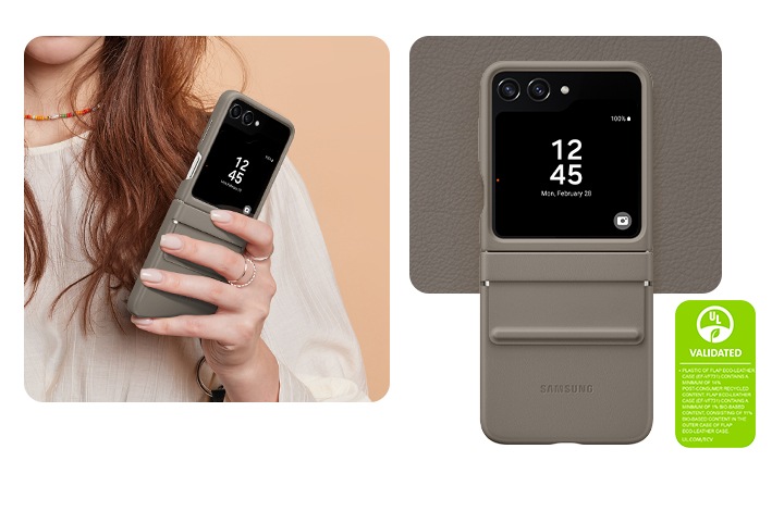 Samsung Flap Eco-Leather Case Funda de Piel Ecológica Crema para Galaxy Z  Flip5