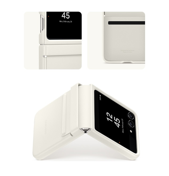 Galaxy Z Flip5 Flap Eco-Leather Case Etoupe | Samsung Jordan