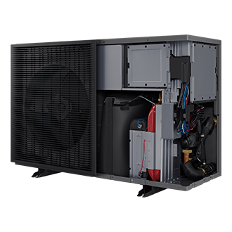 AE6000C EHS R290 MONO with R290 Refrigerant Pump Intergrated R-Perspective-Open2 Black 