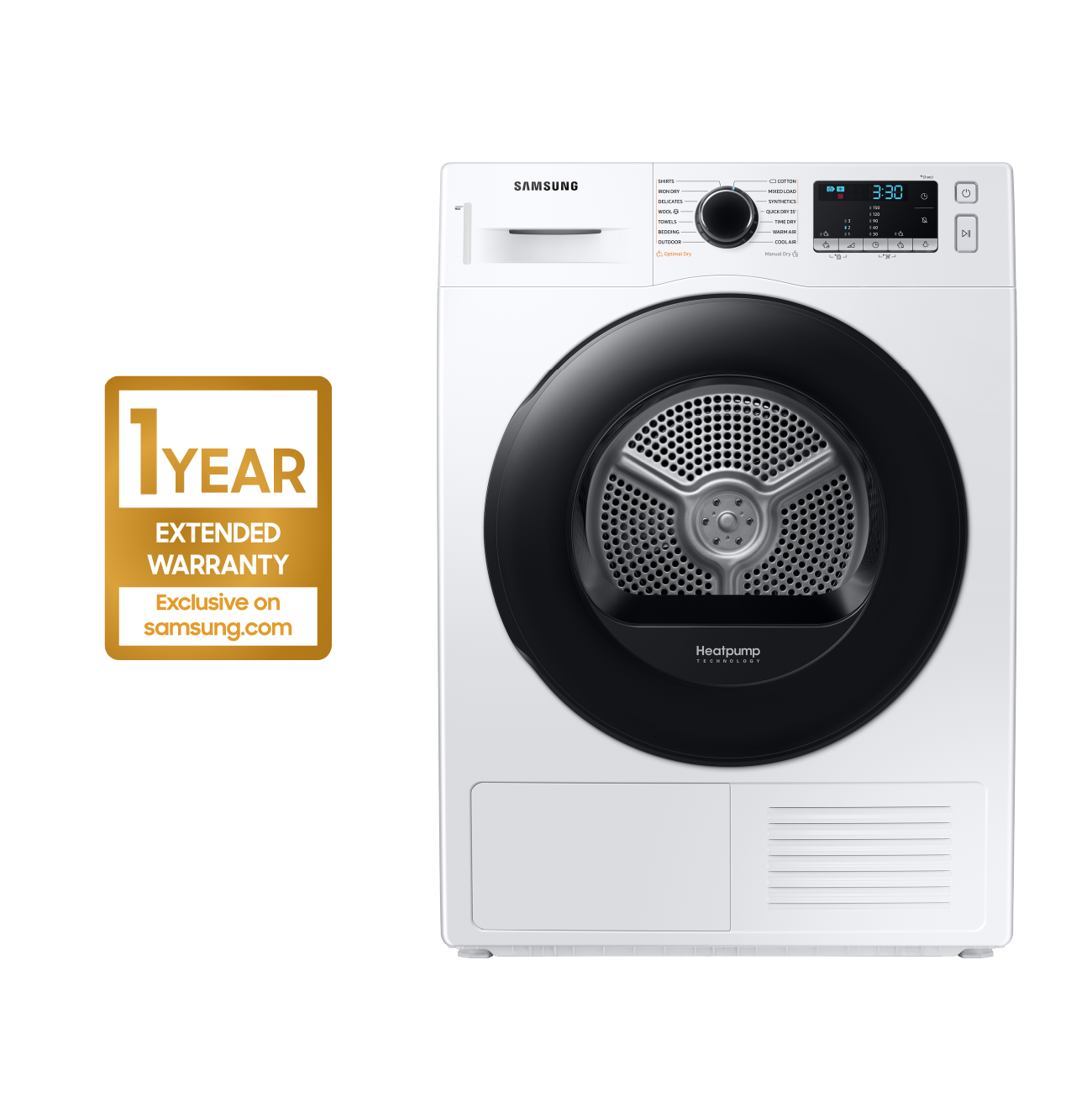 Sèche-linge pompe à chaleur 8kg tambour 115l optimal dry SAMSUNG  SAMDV80TA020TH Pas Cher 