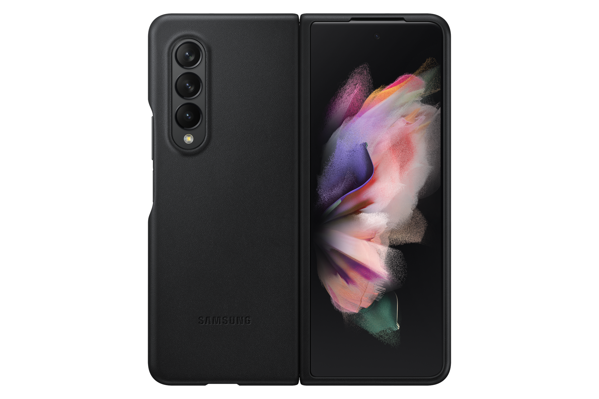 Buy Galaxy Z Fold3 Leather Cover - Black | Samsung Jordan