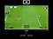 The monitor shows a photo of a penalty kick in a soccer match. As the 16:9 ratio display transforms to 21:9, the goalkeeper on the right and other players behind the kicker on the left are revealed. The additional view on each side highlighted by dotted lines.