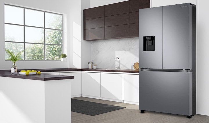 Samsung refrigerator 470 liters 3 doors - stainless steel