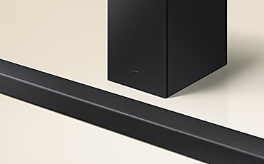 Soundbar, subwoofer, and TV