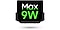 The words Max 9W in green is on the screen and the device is mounted to the wireless car charger. On the bottom of the charger, a green light indicates the charging status.