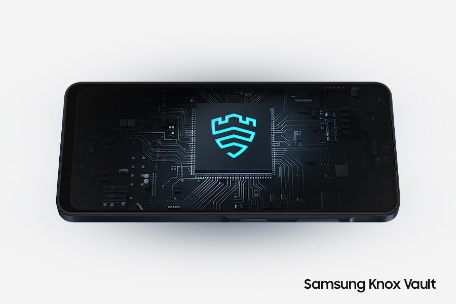 The Galaxy A06 displays a security shield icon, indicating the availability of Samsung Knox Vault.