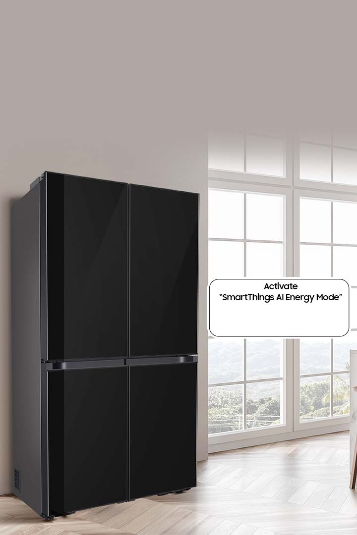 Business | Bespoke T Style Black Glass French Door Refrigerator