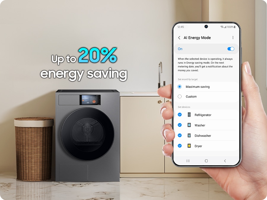 AI Energy Mode is activated by checking the mode button to 'On' and selecting the device you want to run on Smartphone. It does energy saving up to 20%.