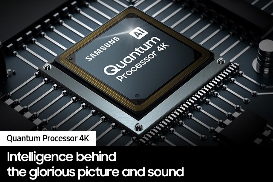 QLED TV Q70C with Samsung’s powerful Quantum Processor 4K improves content.