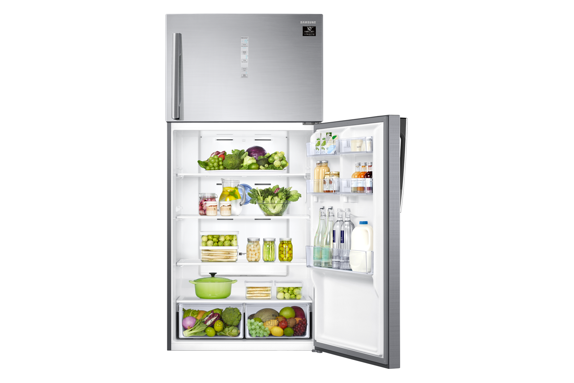 RT7000K Top Freezer with  Twin Cooling Plus™, 580L Front-Bottom-Open-With-Food Silver 