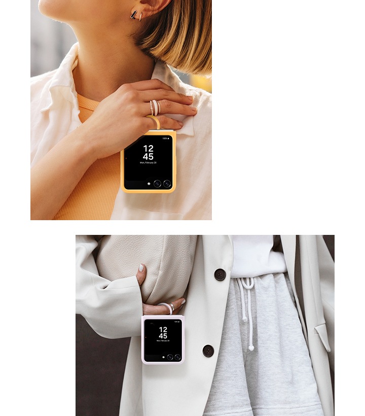 Samsung Flip 5 Mobile Case With Finger Ring - Cream