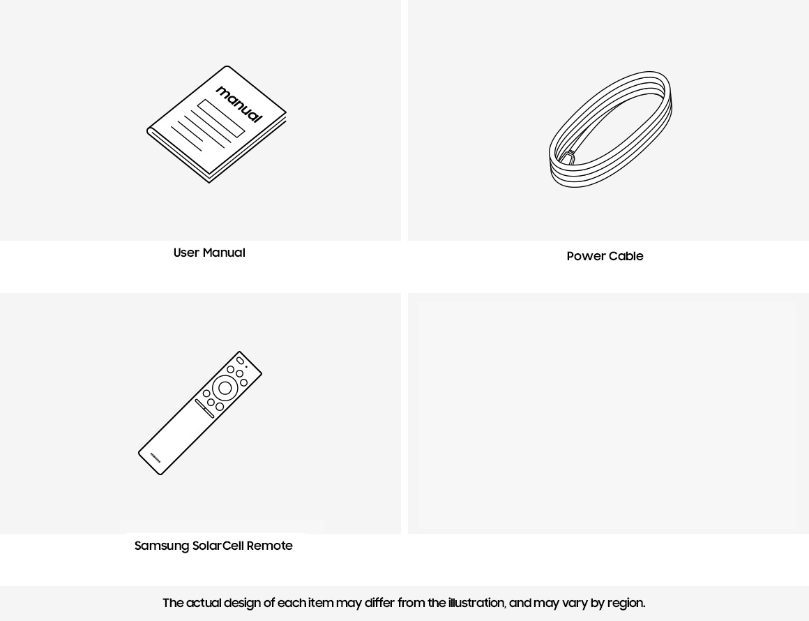 Samsung 2022 Crystal UHD BU8000 box contains remote control,  batteries, power cable, and manual.