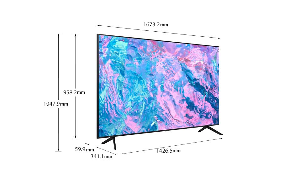 Dimension of ##inch Samsung UHD TV CU7000 with black feet stand
