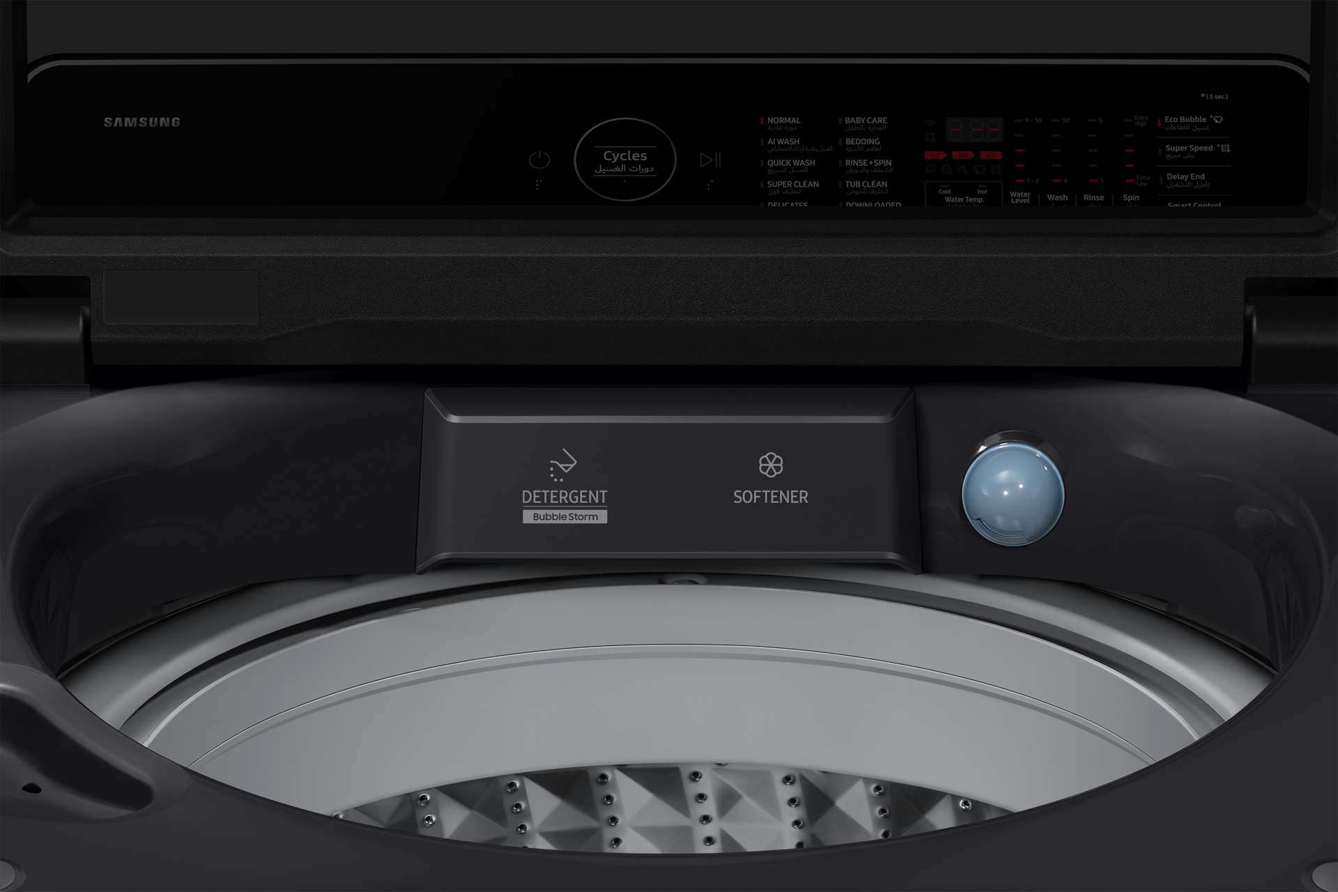 Bespoke AI Laundry Top Load Washer AI Wash_WA80F/25 Detail1 Charcoal Glass 