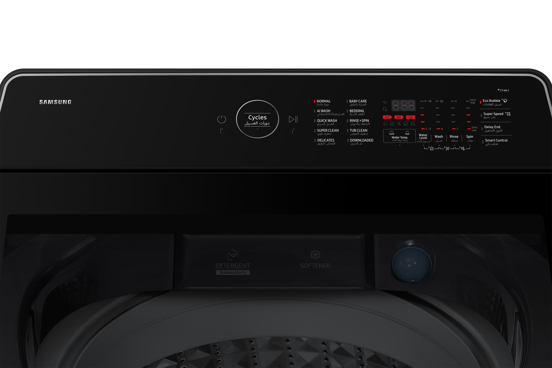 WA80F/24 Top load washer with AI Wash and Ecobubble™ Detail2 Charcoal Glass 