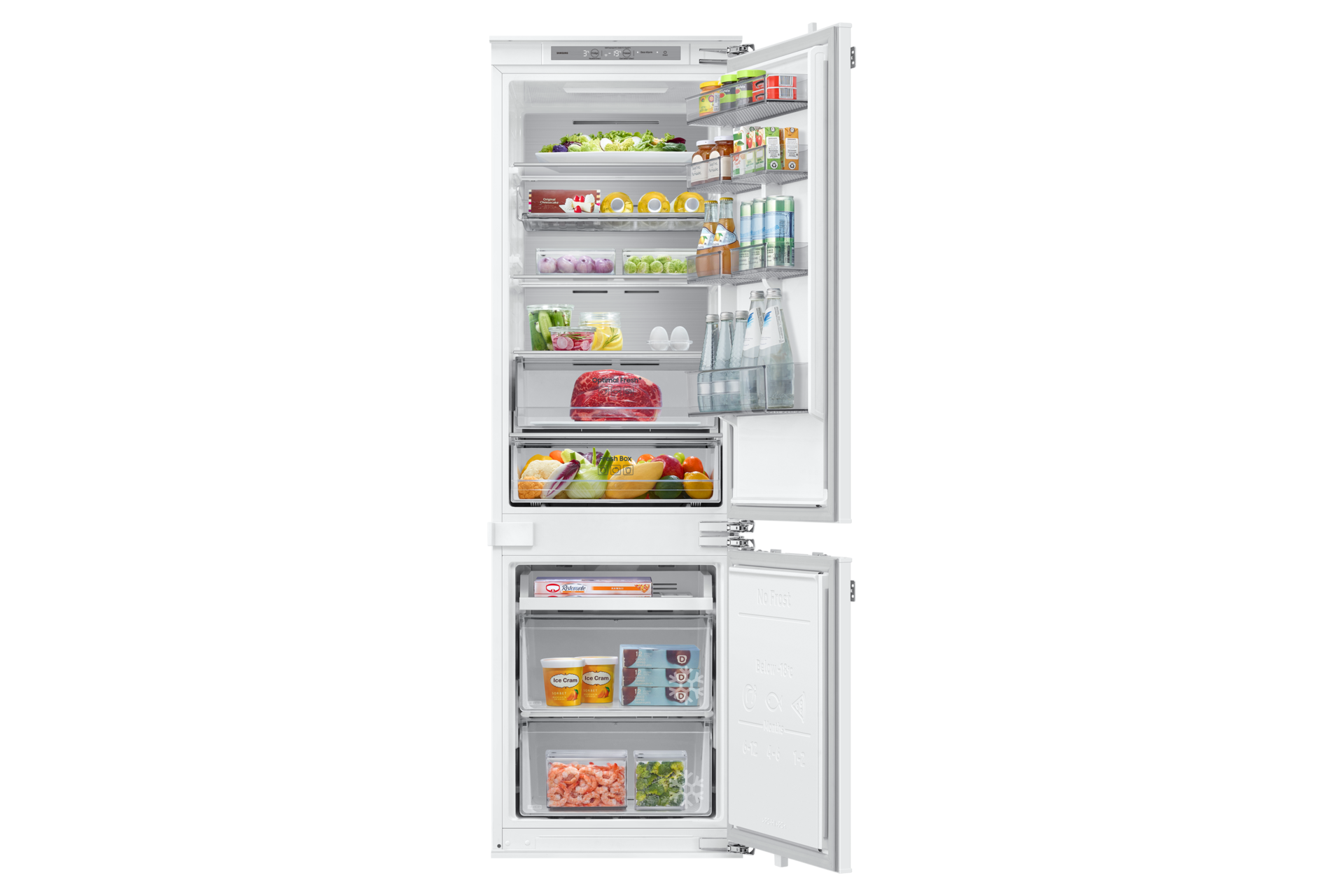BRB80F Bottom Mount Freezer with Twin Cooling Front-Open-With-Food White 