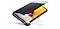 „Galaxy A72“ su juodu „S View“ dėklu su viršeliu pusiau atidarytas, matomas įrenginio ekranas. Telefono kraštas paryškintas, tekstas: šoninė apsauga.