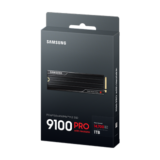 9100 PRO with Heatsink PCIe 5.0 M.2 SSD PKG-R-Perspective Black 