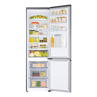 Bottom Mount Freezer with SmartThings AI energy mode and All Around Cooling RB38C600DSA/EF Front-Open-with-food Silver 