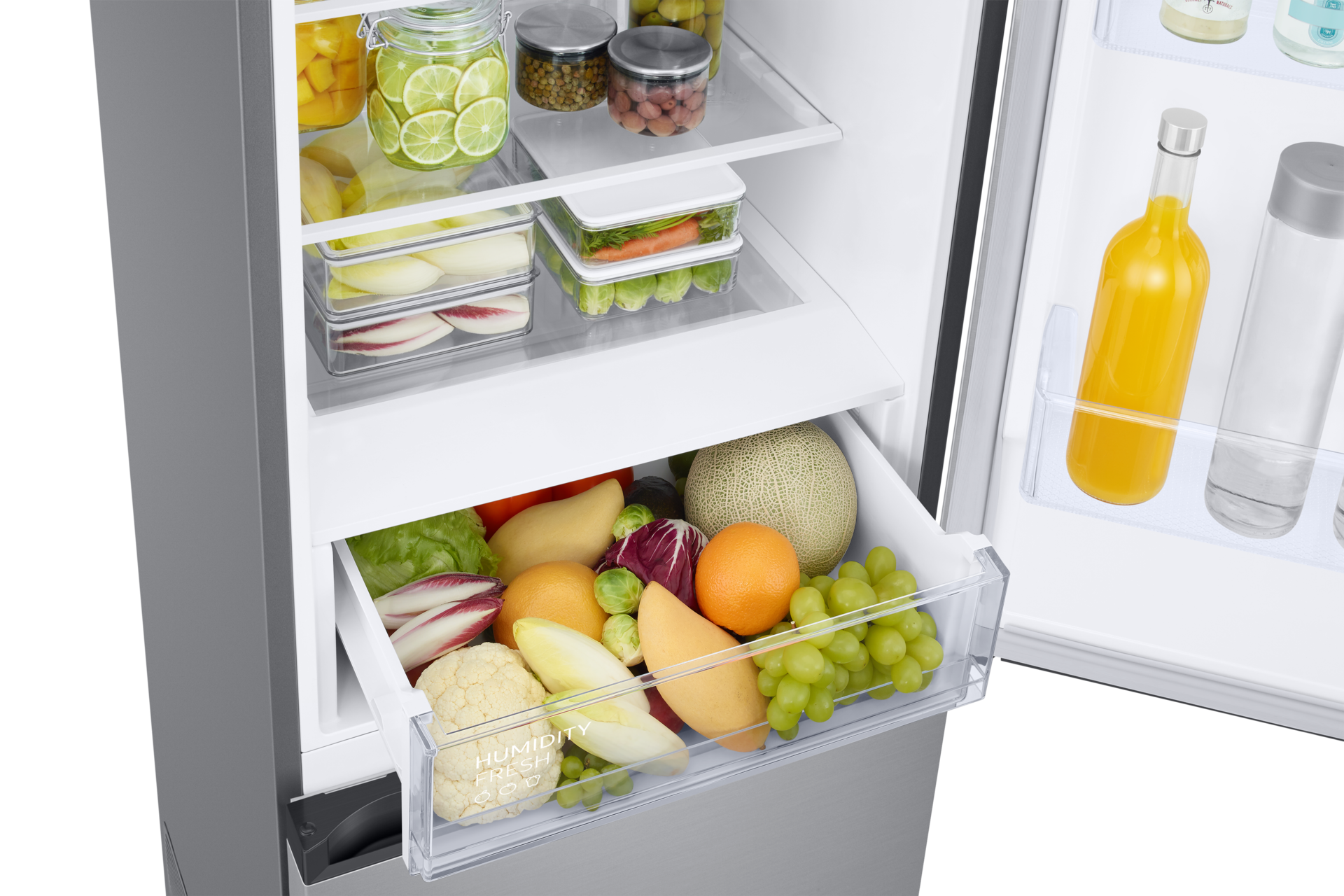 Bottom Mount Freezer with SmartThings AI energy mode and All Around Cooling RB38C602DSA/EF Detail-Moist-Fresh-Zone Silver 