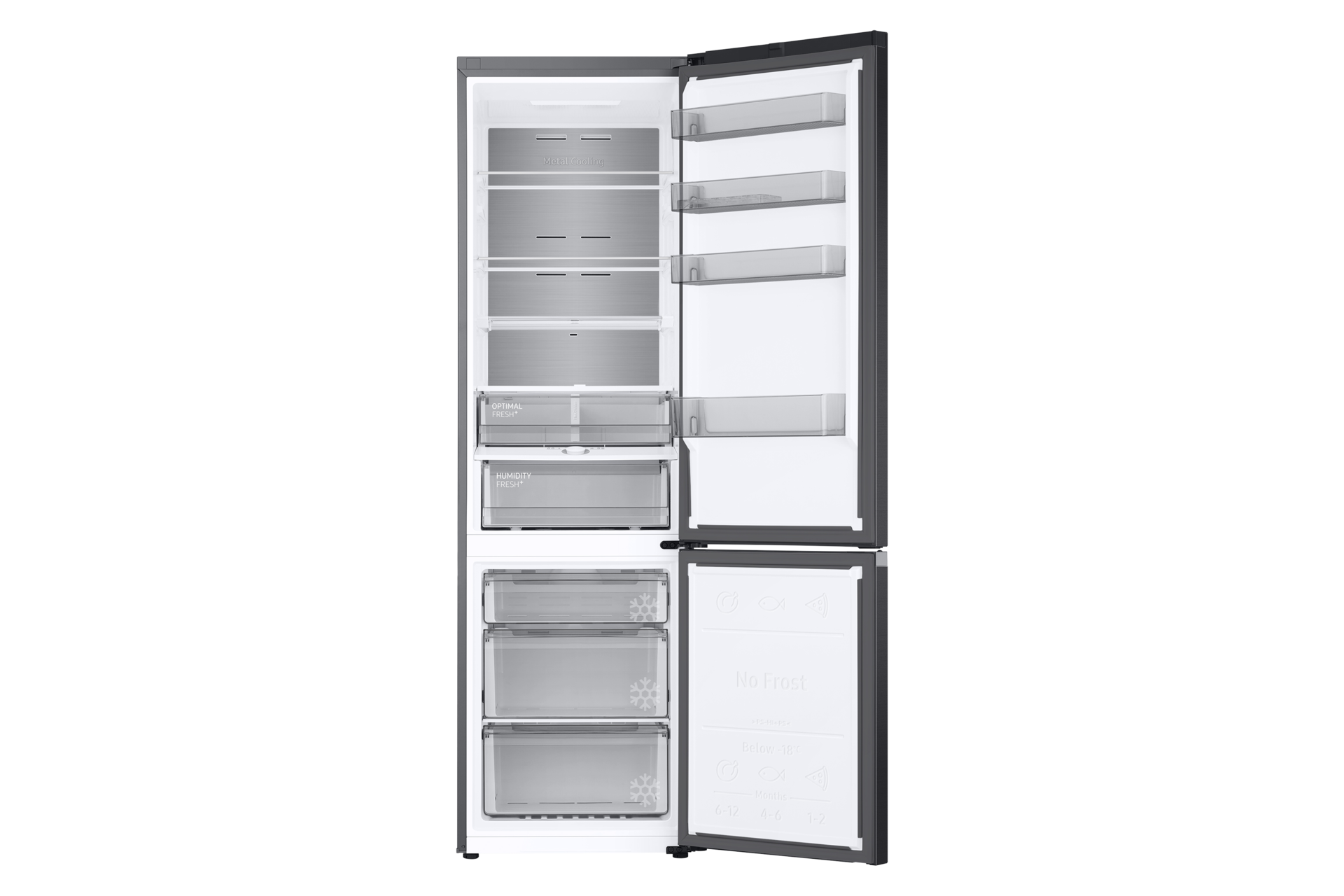 Bottom Mount Freezer with SmartThings AI energy mode and All Around Cooling RB38C774DB1/EF Front-Open-without-food Black 