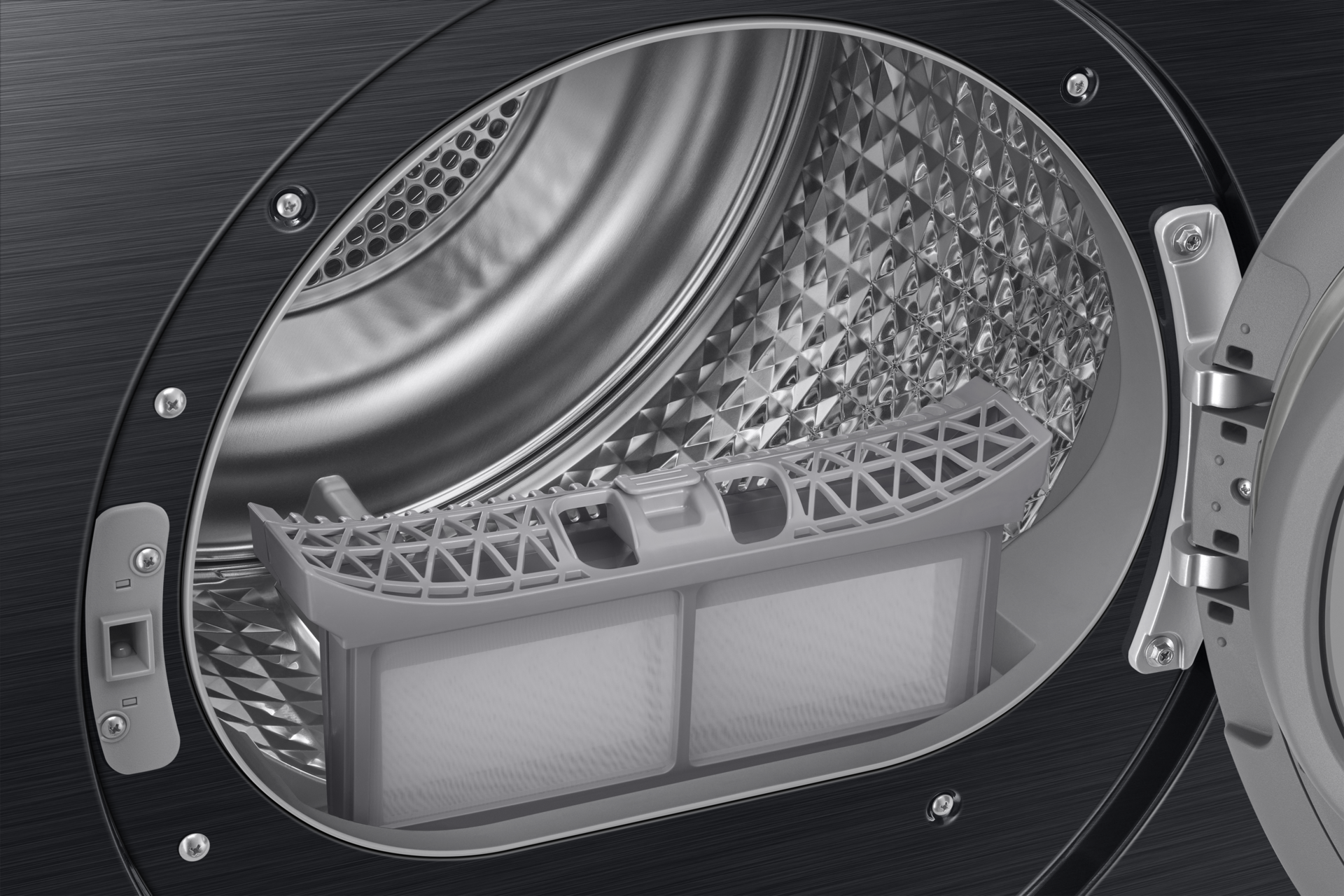 Laundry Dryer with A Energy Efficiency Rating_ Detail-Drum Black 