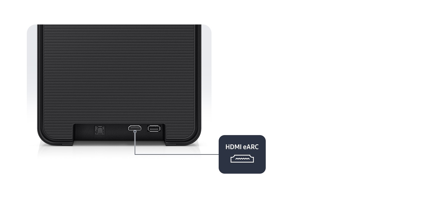 Close-up of Music Studio 7 rear panel highlighting the HDMI eARC port for seamless, high-quality audio connection to a TV.