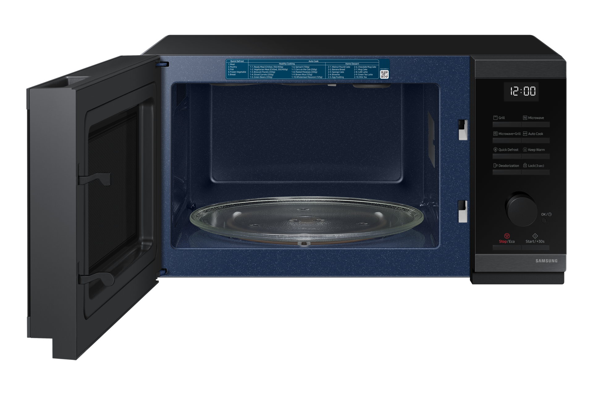 MW4000D Grill/Solo MWO With Grill Fry and Bread Defrost Front-Open1 Black 