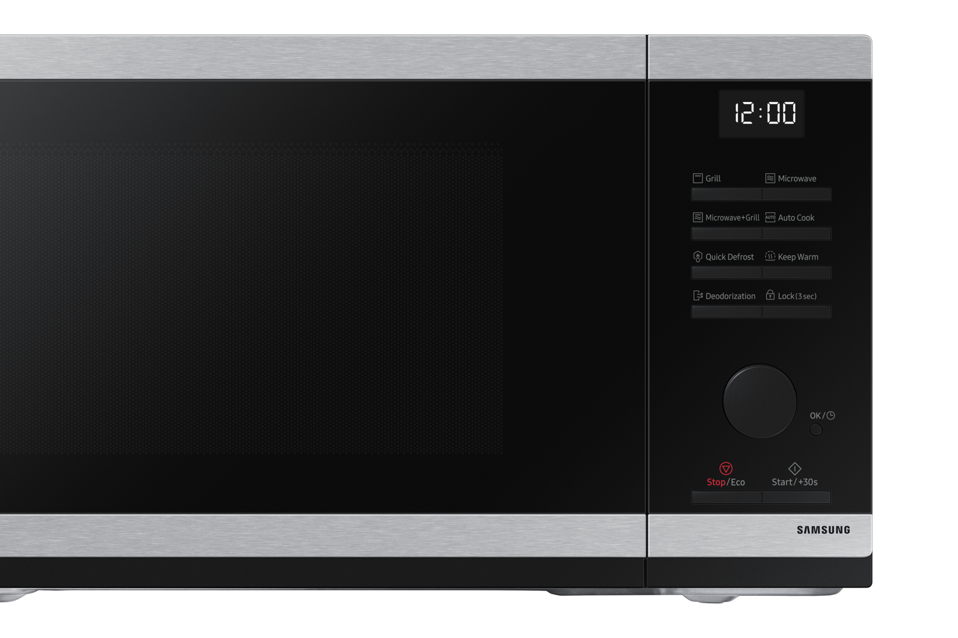 MW4000D Grill/Solo MWO With Grill Fry and Bread Defrost Detail-Control-Panel-and-Handel Silver 