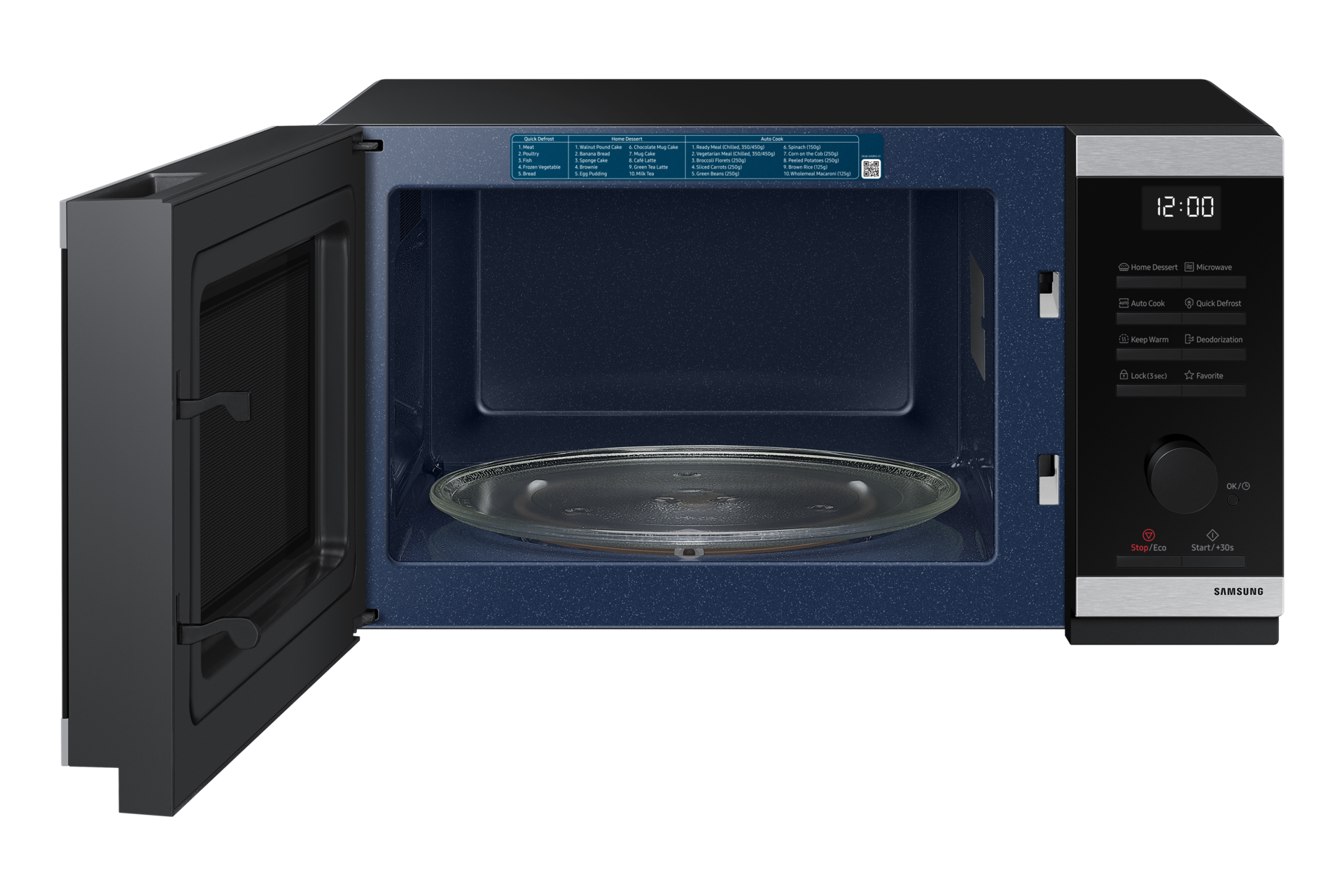 MW4000D Grill/Solo MWO With Grill Fry and Bread Defrost Front-Open1 Silver 