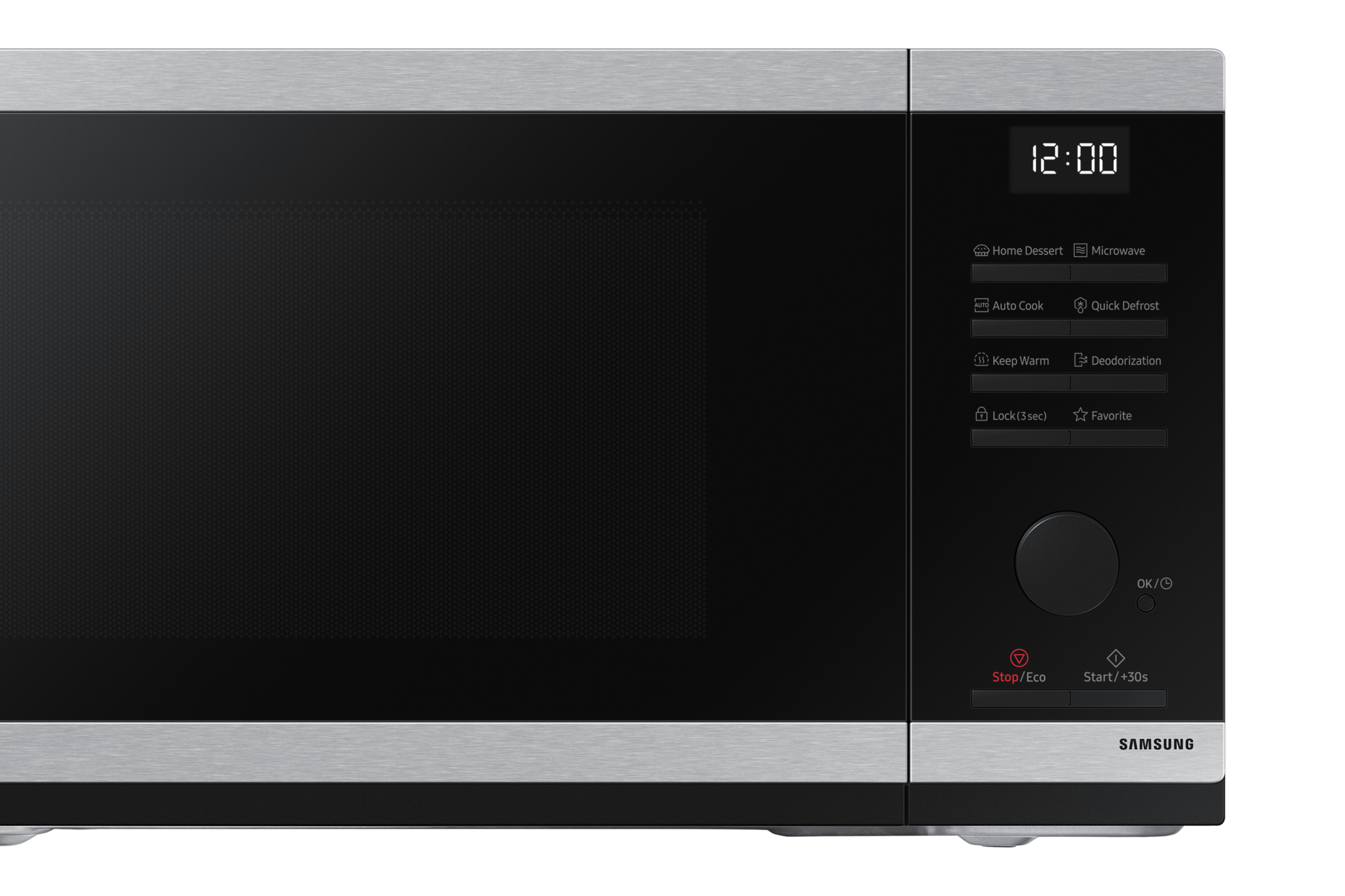 MW4000D Grill/Solo MWO With Grill Fry and Bread Defrost Detail-Control-Panel-and-Handel Silver 