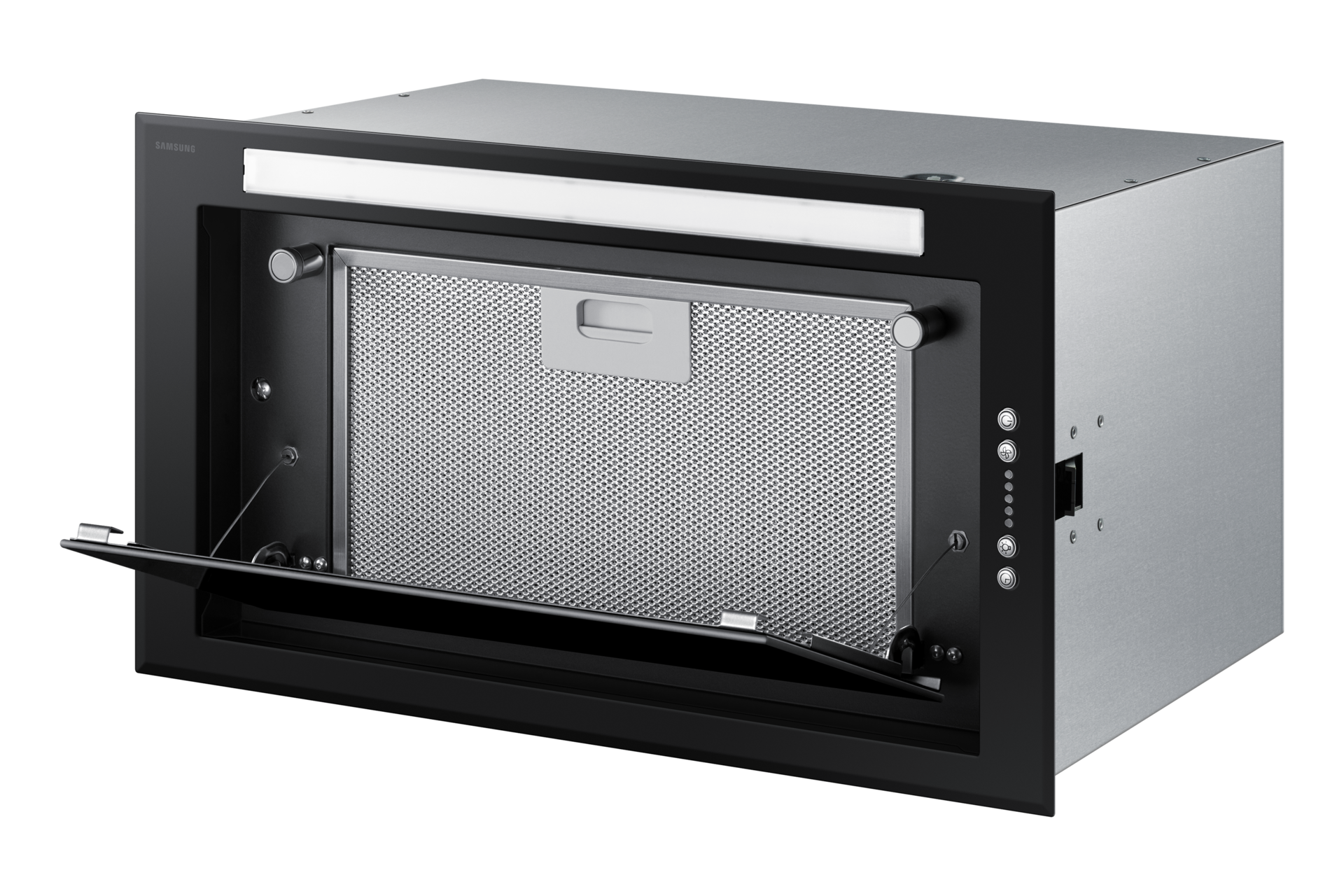 52cm NK4500FM Hood with Power Ventilation System (650 CFM) and Sleek & Concealed Design R-Perspective-Open Black 