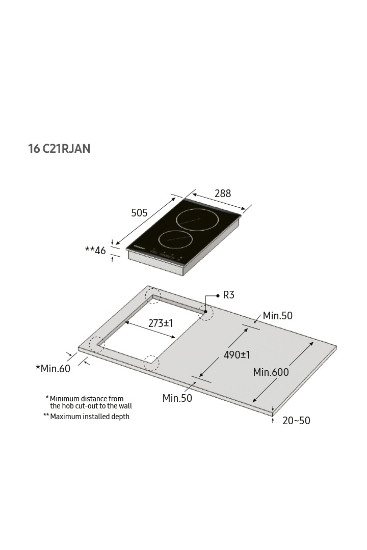 C21RJAN Вградена плоча со керамичка површина, 3 kW | Samsung МК