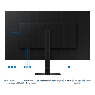 37" ViewFinity S8 S80D UHD Monitor Back Black 
