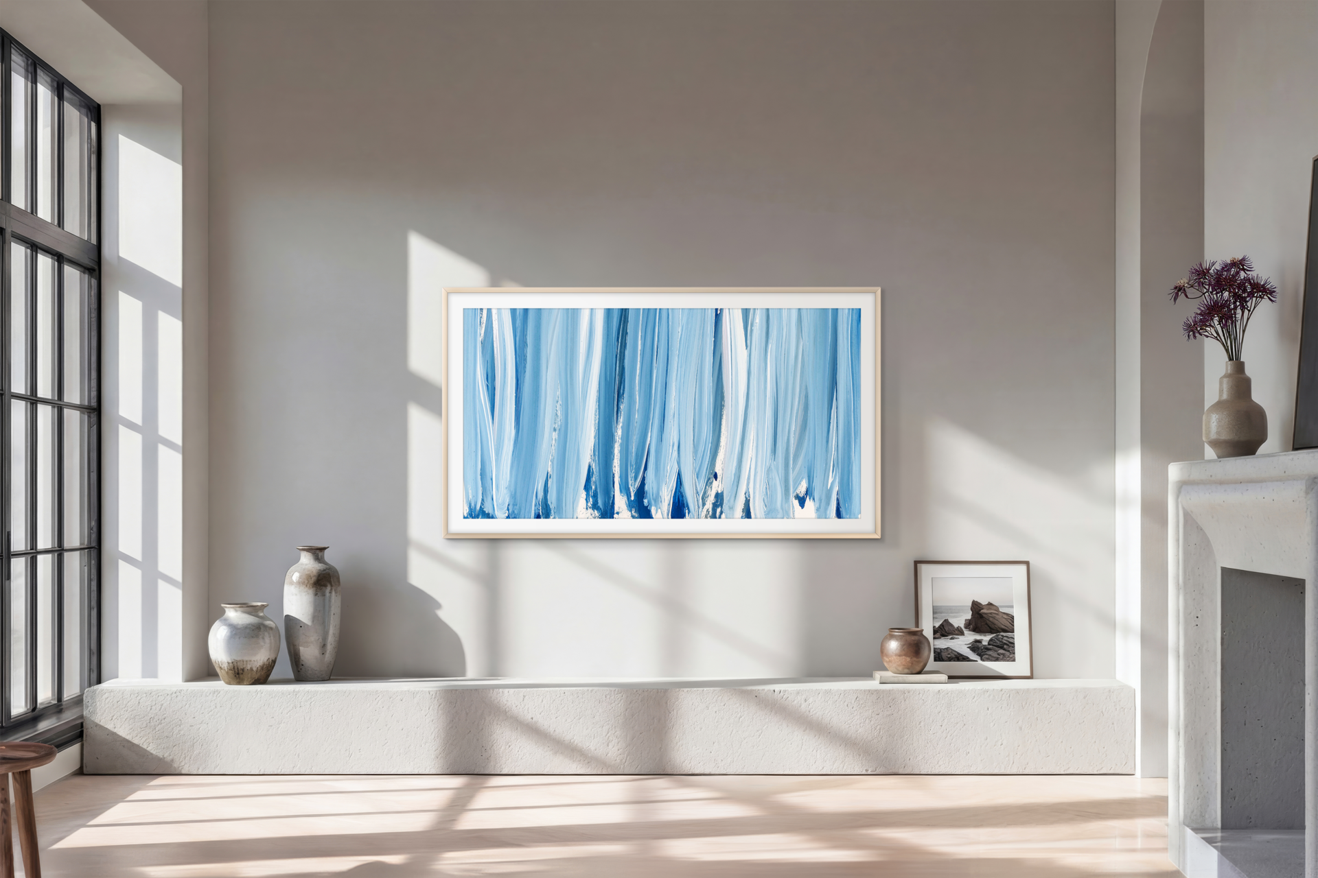 The Frame Pro LS03HW 4K Samsung Vision AI Smart TV (2026) Lifestyle-Image Black Modern Frame Design with Wireleess One Connect