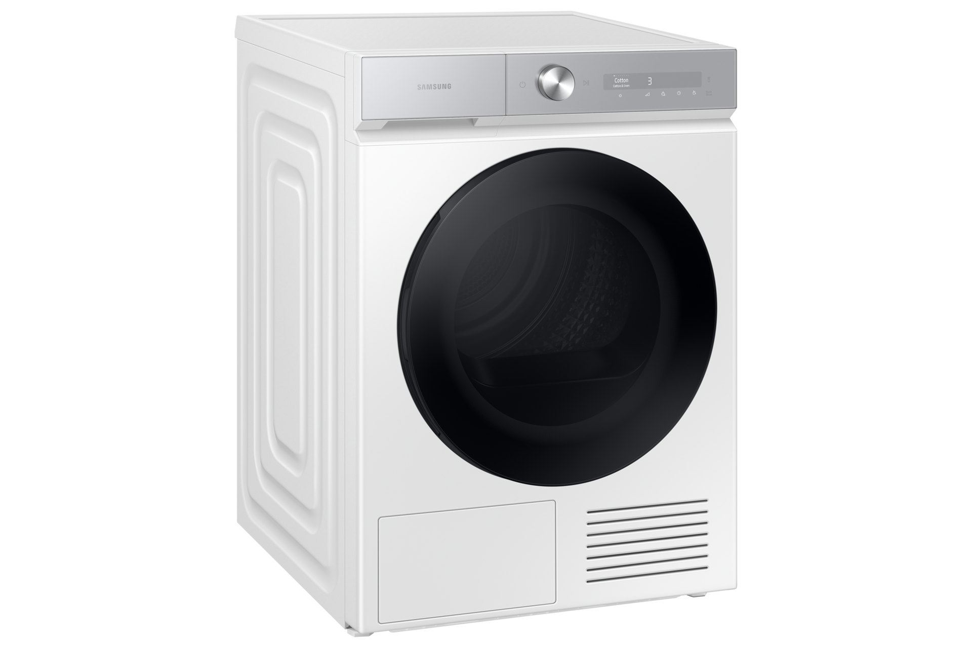 10 kg capacity clothes dryer with AI Dry feature L-Perspective White 