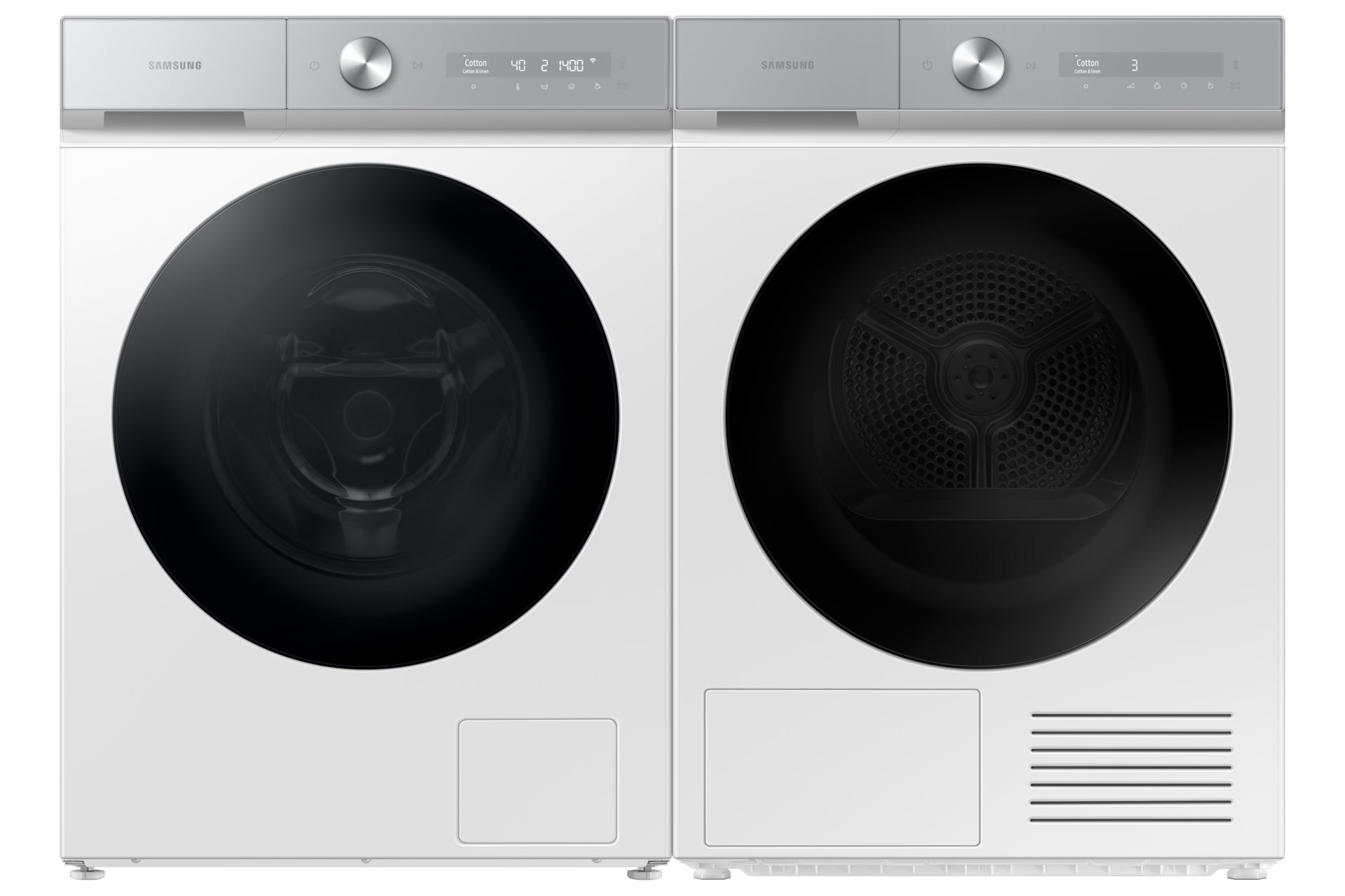 10 kg capacity clothes dryer with AI Dry feature Front-Set1 White 