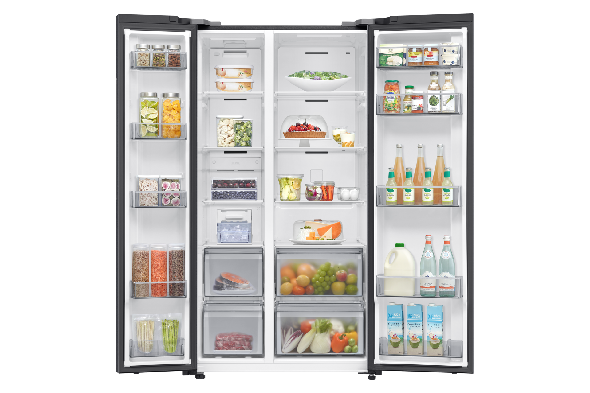 Bespoke AI Refrigerator SBS AI Energy mode Front-Open-with-food Black Doi 