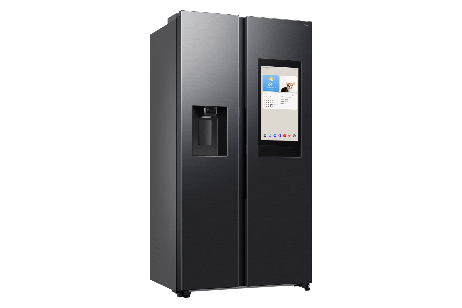 615-liter Side-by-Side Refrigerator RS90F65A2FST with Family Hub L-Perspective Black Doi 