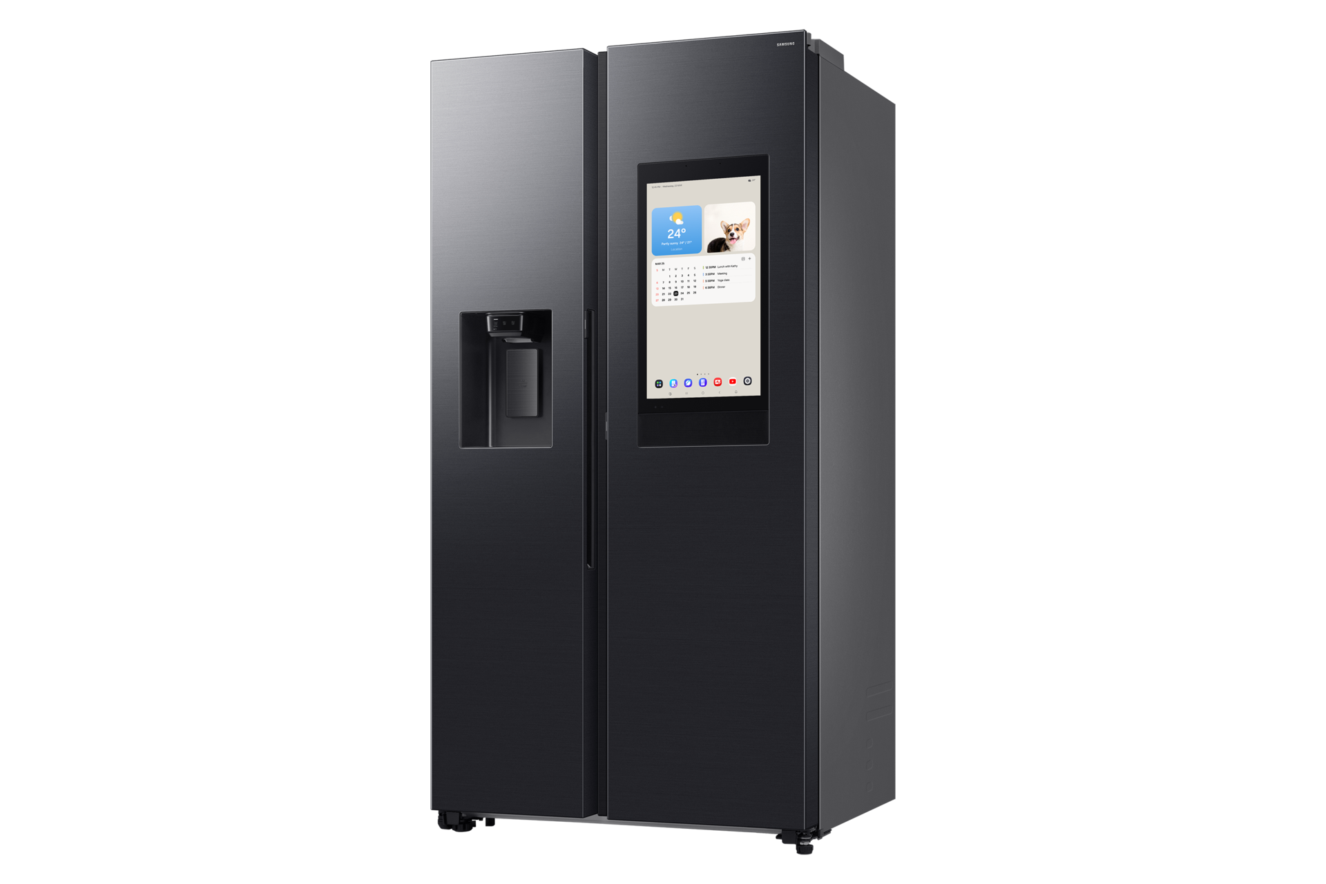 615-liter Side-by-Side Refrigerator RS90F65A2FST with Family Hub R-Perspective Black Doi 