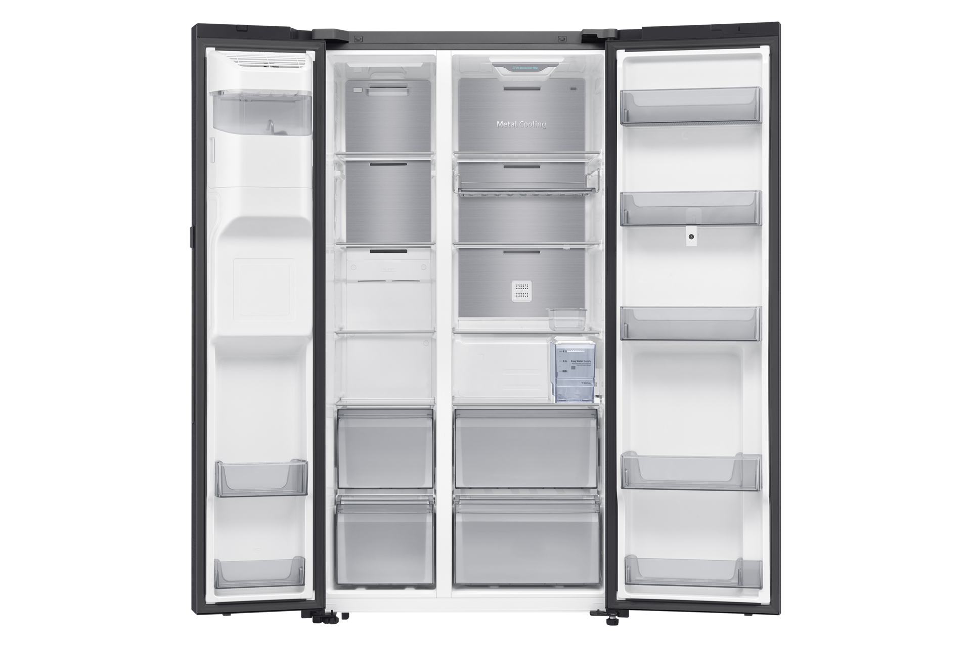 615-liter Side-by-Side Refrigerator RS90F65A2FST with Family Hub Front-Open-without-food Black Doi 