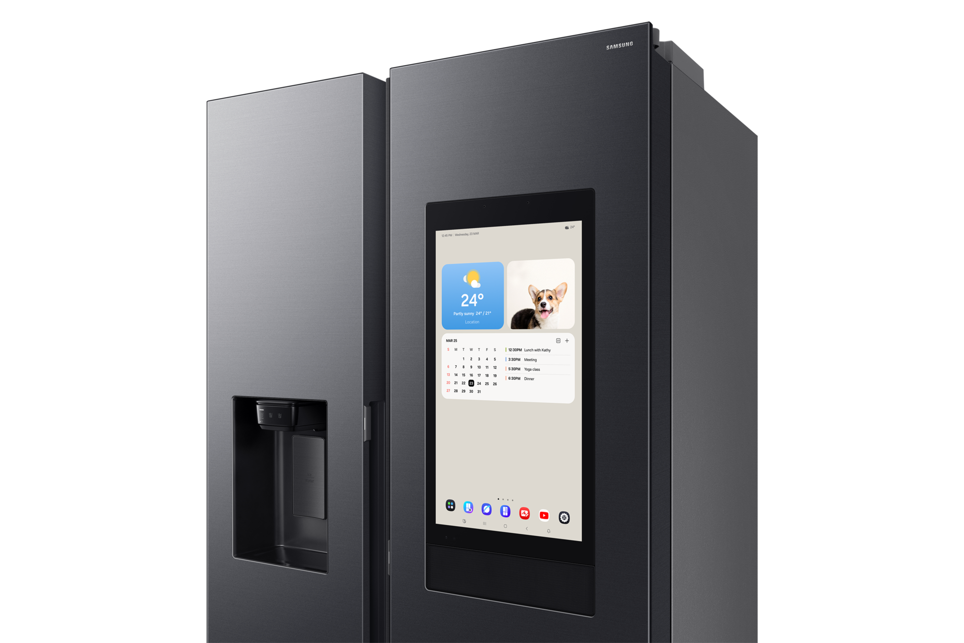 615-liter Side-by-Side Refrigerator RS90F65A2FST with Family Hub Detail-Screen2 Black Doi 