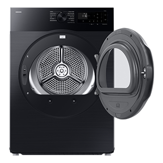 Laundry Dryer 11kg with Sensor Dry and Reversible Door, Black Front-Open Black 