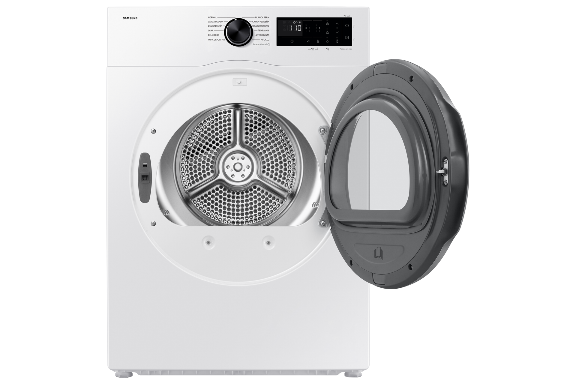 Laundry Dryer 11kg with Sensor Dry and Reversible Door, Black Front-Open White 