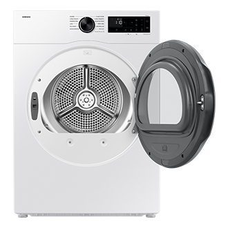 Laundry Dryer 11kg with Sensor Dry and Reversible Door, Black Front-Open White 