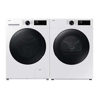 Laundry Dryer 11kg with Sensor Dry and Reversible Door, Black Front-Pair White 